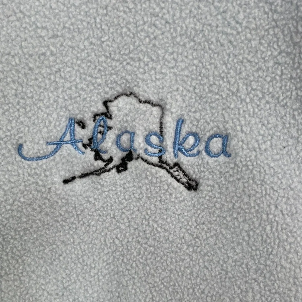 Vintage Alaska Fleece Vest Mens XXL Embroidered Full Zip‎ USA Made Outdoors Camp